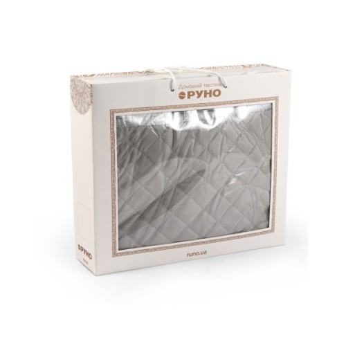 Покривало Руно двостороннє декоративне Velour Grey ромб 220х240 см (330.55_Grey ромб)