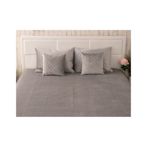 Покривало Руно двостороннє декоративне Velour Grey ромб 220х240 см (330.55_Grey ромб)