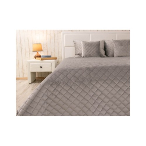 Покривало Руно двостороннє декоративне Velour Grey ромб 220х240 см (330.55_Grey ромб)