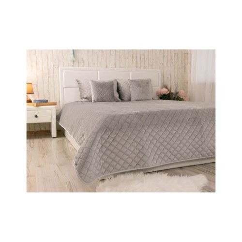 Покривало Руно двостороннє декоративне Velour Grey ромб 220х240 см (330.55_Grey ромб)