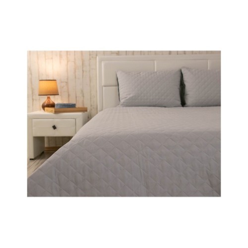 Покривало Руно двостороннє декоративне Velour Grey ромб 220х240 см (330.55_Grey ромб)