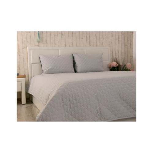 Покривало Руно двостороннє декоративне Velour Grey ромб 220х240 см (330.55_Grey ромб)