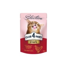 Вологий корм для кішок Club 4 Paws Selection Плюс Смужки з куркою в соусі 85 г (4820215368094)