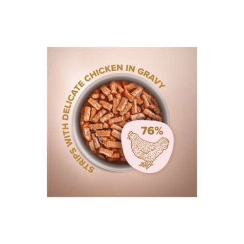 Вологий корм для кішок Club 4 Paws Selection Плюс Смужки з куркою в соусі 85 г (4820215368094)