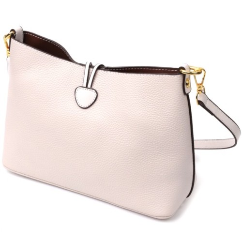 Сумка Vintage Шкіряна жіноча із застібкою ґудзиком Біла (22321)