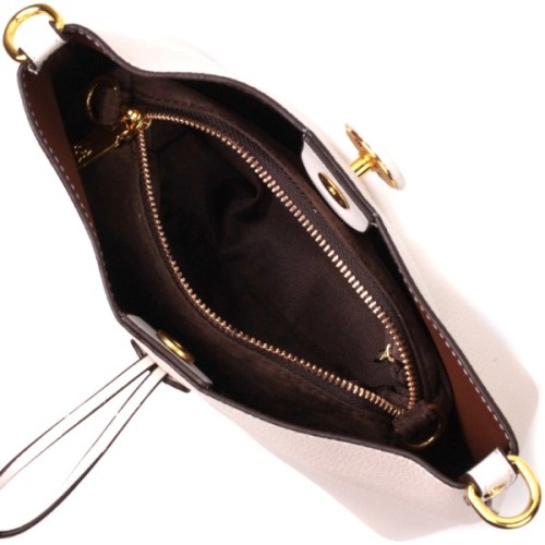 Сумка Vintage Шкіряна жіноча із застібкою ґудзиком Біла (22321)