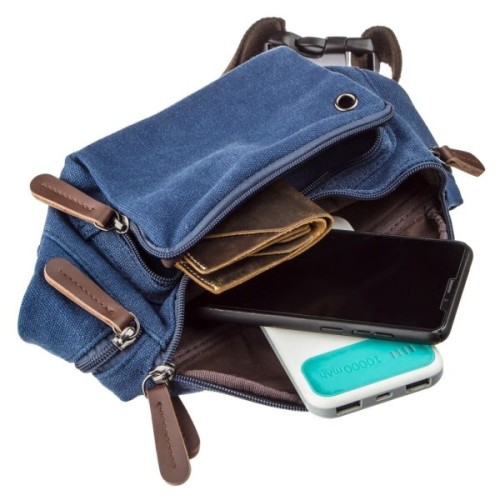 Сумка Vintage Поясна текстильна Синя (20173)