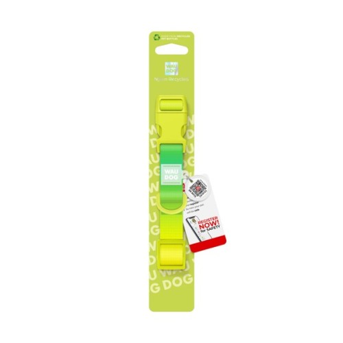 Нашийник для тварин WAUDOG Nylon Recycled з QR паспортом, градієнт, S салатовий (47005)