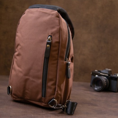 Сумка Vintage Через плече нейлон Коричнева (20634)