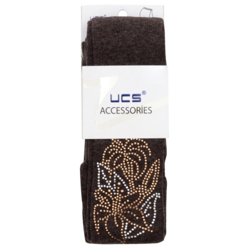 Колготки дитячі UCS Socks з квітами зі страз (M0C0302-1041-134G-brown)