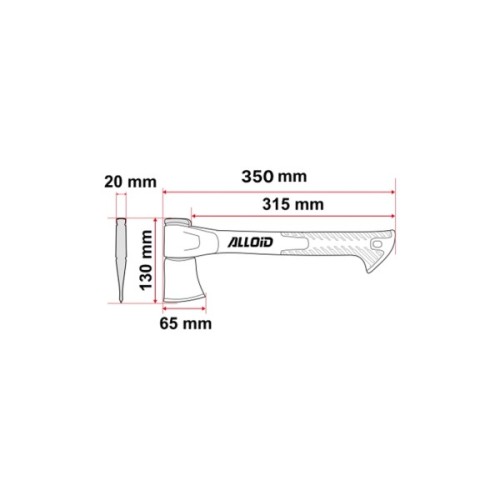 Сокира Alloid Pro, ручка з фібергласу, 450г, 35см (AX-1435)
