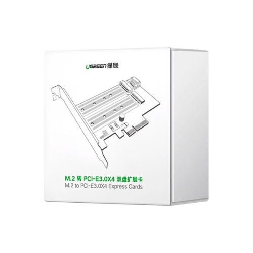 Контролер Ugreen PCI-E 3.0 for SSD M.2 NVMe + M.2 NGFF CM302 (70504)