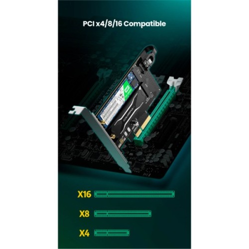 Контролер Ugreen PCI-E 3.0 for SSD M.2 NVMe + M.2 NGFF CM302 (70504)
