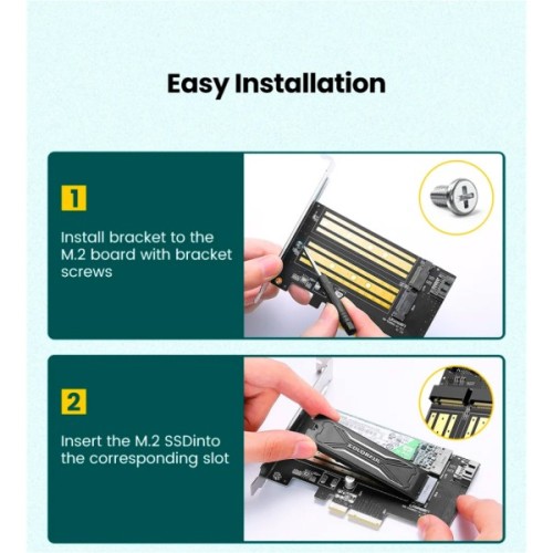 Контролер Ugreen PCI-E 3.0 for SSD M.2 NVMe + M.2 NGFF CM302 (70504)