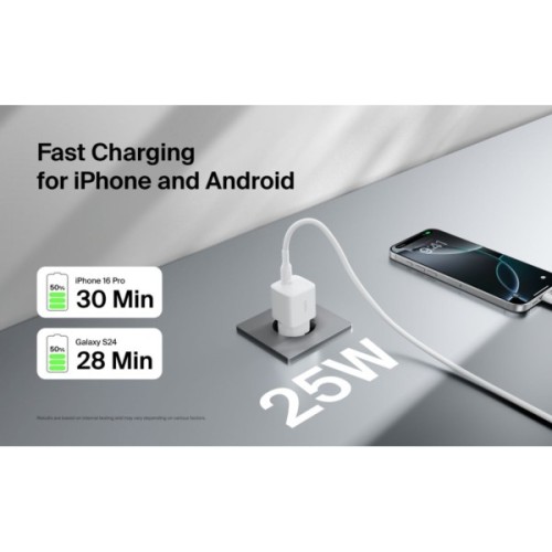 Зарядний пристрій Belkin USB-C PD25W PPS white (WCA012KQWH)
