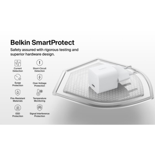 Зарядний пристрій Belkin USB-C PD25W PPS white (WCA012KQWH)