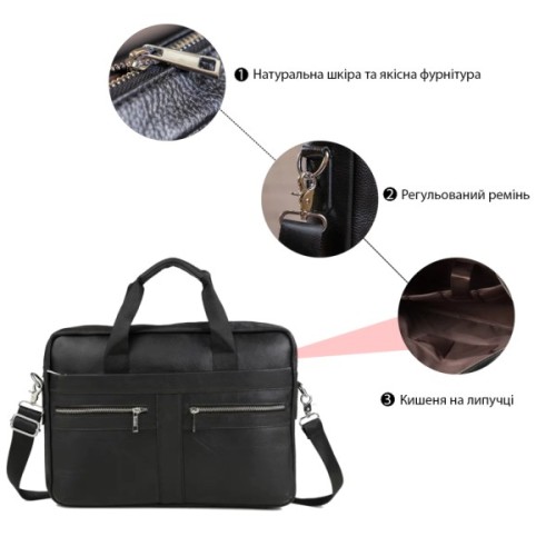 Сумка Vintage Шкіряна Чорна (14625)