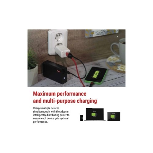 Зарядний пристрій EMOS V04G45 1xUSB-A + 1xUSB-C PD20W GaN (V04G45)