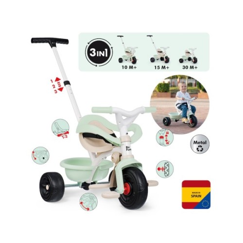 Дитячий велосипед Smoby Бі Фан. Комфорт 3 в 1, М''ята (7600740420)