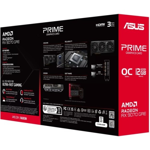 Відеокарта ASUS Radeon RX 9070 GRE 12Gb PRIME OC (PRIME-RX9070GRE-O12G)