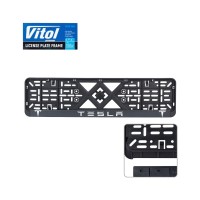 Рамка номерного знака Vitol з рельєфним написом TESLA (RN-VCH-15650-SR-TS)