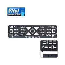 Рамка номерного знака Vitol з рельєфним написом TESLA (RN-VCH-15650-SR-TS)