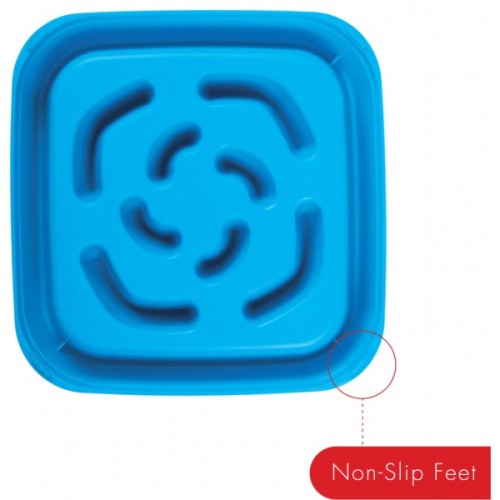 Посуд для собак Dexas Миска Slow Maze Feeder квадратна для повільного годування 960 мл блакитна (0084297309756)