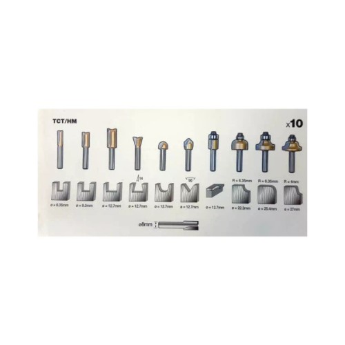 Набір фрез Stanley TCT 8 мм, 10 шт. (STA80020)