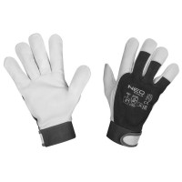 Захисні рукавиці Neo Tools козяча шкіра, фіксація зап’ястя, р.8, чорно-білий (97-655-8)