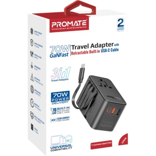 Зарядний пристрій Promate tripmate-gan70r