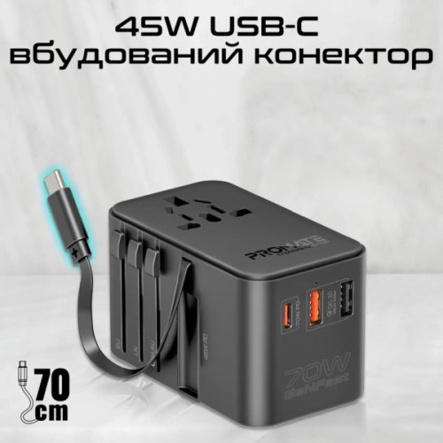 Зарядний пристрій Promate tripmate-gan70r