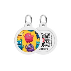 Адресник для тварин WAUDOG Smart ID з QR паспортом "Мохнаті монстри", коло 25 мм (225-4050)