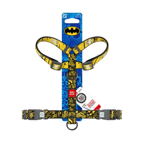 Шлея для собак WAUDOG Nylon H-подібна з QR-паспортом "Бетмен Ескіз", світловідбивна XL (346-1081)
