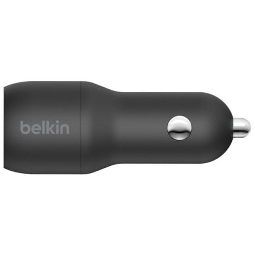 Зарядний пристрій Belkin Car Charger (24W) Dual USB-A, USB-A - USB-C, 1m, black (CCE001BT1MBK)