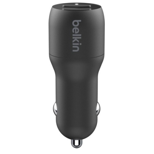 Зарядний пристрій Belkin Car Charger (24W) Dual USB-A, USB-A - USB-C, 1m, black (CCE001BT1MBK)