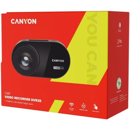 Відеореєстратор Canyon DVR25 WQHD 2.5K 1440p Wi-Fi Black (CND-DVR25)