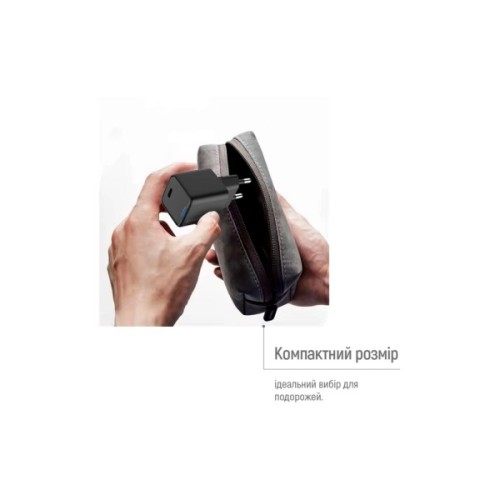 Зарядний пристрій ColorWay GaN Mini 25W PD Port PPS USB-C black (CW-CHS052PD-BK)