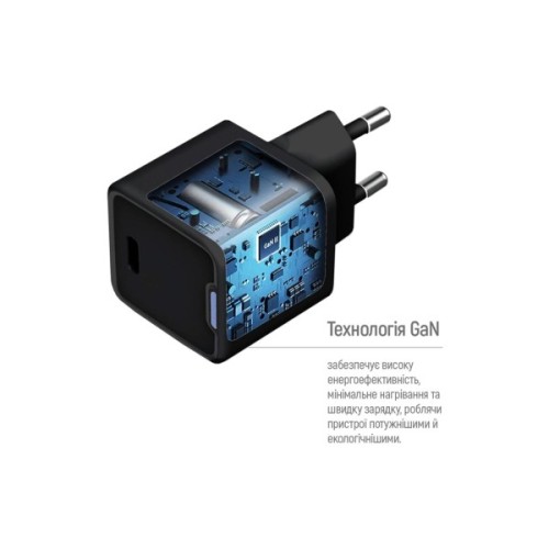 Зарядний пристрій ColorWay GaN Mini 25W PD Port PPS USB-C black (CW-CHS052PD-BK)
