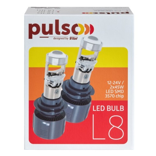 Автолампа PULSO L8-H11/3570 chip/12-24v/2*45W/10800Lm/6500K (L8-H11)