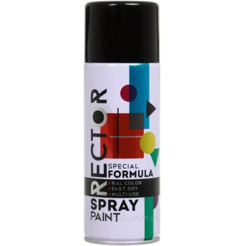 Аерозольна фарба для автомобіля RECTOR універсальна 9005 чорний МАТ 400мл (000015322)