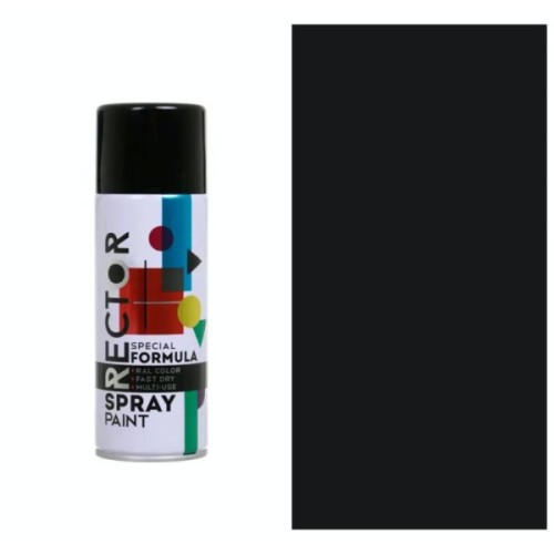 Аерозольна фарба для автомобіля RECTOR універсальна 9005 чорний МАТ 400мл (000015322)