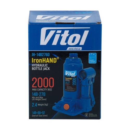 Домкрат Iron Hand IH-148276D, телескопічний, гідравлічний, 2т, min 148мм, max 276мм (IH-148276D)