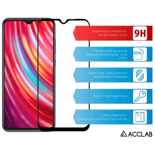 Скло захисне ACCLAB Full Glue Xiaomi Redmi Note 8 Pro Black (1283126508769)