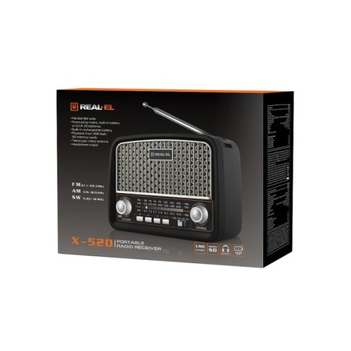 Портативний радіоприймач REAL-EL X-520 Black (EL121800006)