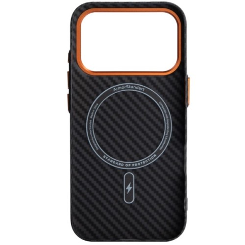 Чохол до мобільного телефона Armorstandart LikeCarbon2 SE MagCase Apple iPhone 17 Pro Black Orange (ARM89161)