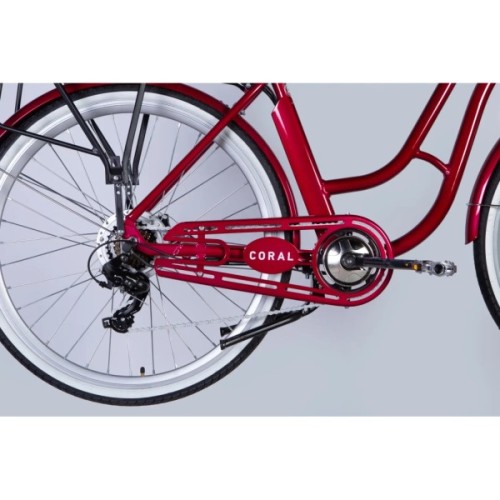 Електровелосипед Dorozhnik 28" eCORAL DD FR рама-19" 48B 17.5А*г 500Вт 2026 рубіновий (ELB-D-28-121)