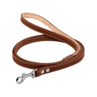 Повідець для собак Collar одинарний з прошивкою Ш 14 мм Д 122 см коричневий (04516)