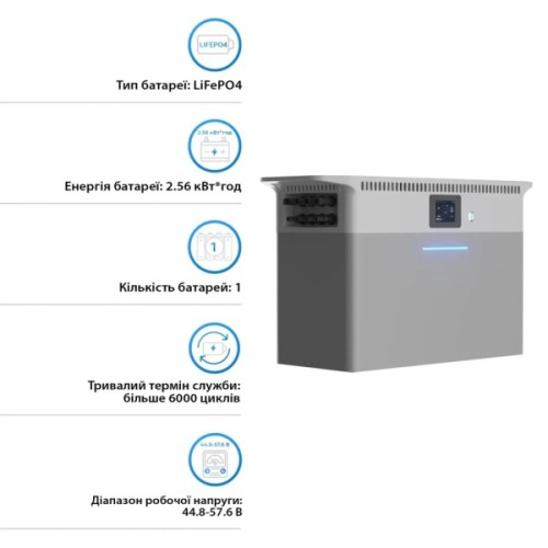 Зарядна станція Deye 2500W, 2.56kWh (SUN-BK250-2.56KWH-EU-AM4-18L)