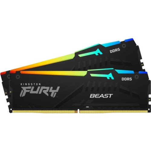 Модуль пам'яті для комп'ютера DDR5 64GB (2x32GB) 5200 MHz Beast RGB EXPO Black Kingston Fury (ex.HyperX) (KF552C40BB2AK2-64)