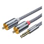 Кабель мультимедійний 3.5mm M to 2xRCA M 2.0m Essager (EYPZJ-MYA0H)